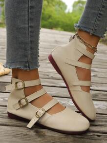 Nuevos zapatos sin cordones suaves y elegantes, zapatos Mary Jane retro de punta redonda negros, nuevos cómodos zapatos planos con correa para la madre
