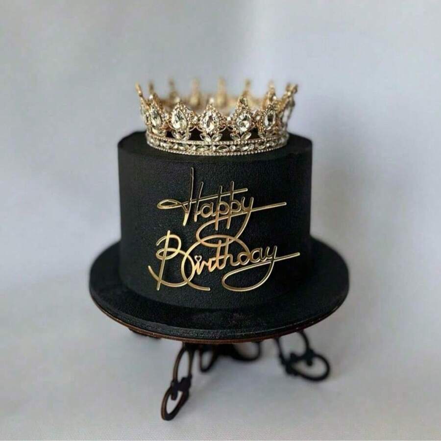 1 件/3 件/6 件金银色亚克力生日快乐蛋糕装饰,适用于生日快乐派对蛋糕侧面装饰 - 彩色 - 查看 1