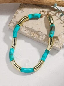 1pc Stylish Luxurious Simple Colorful Resin Bent Tube Necklace, Women Choker Necklace Suitable For Daily Wear And Party - Resin Necklace - View 14