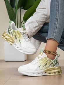 2025 女士轻便休闲运动鞋 - 渐变色拼接设计，厚底系带，适合日常穿着