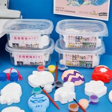1/2/4pcs Creative Miniature White Plaster Painting Toy For Kids - DIY Plaster Doll Painting And Crafting, Children Art And Handicraft Toy (Random Delivery) (Random Packaging)