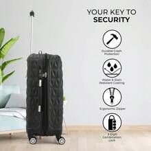 Lightweight 4 Wheel ABS Hard Shell Travel Trolley Luggage Suitcase Set Medium 24 Hold Check In Luggage Black - Black - View 3