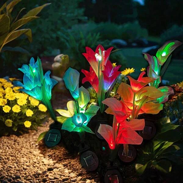 1 Solar Calla Lily Flower Light, LED Outdoor Lawn Light, Park Garden Landscape Light, With Ground Plug, Can Be Inserted Into The Lawn, Atmosphere Camping Light, Decorative Landscape, Suitable For Courtyard, Garden, Outdoor Lawn.