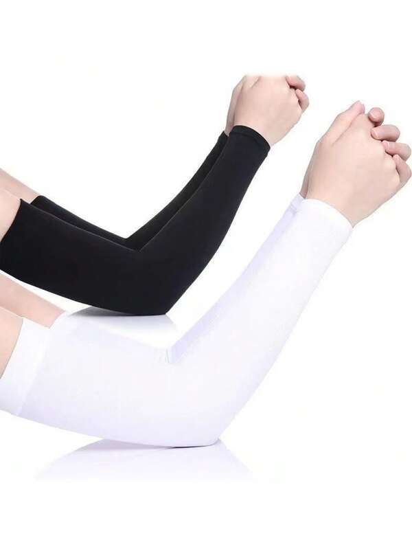 2 paia di maniche lunghe di protezione solare, anti-UV, traspiranti e elastiche in seta ghiacciata, per donne, adatte per sport all aperto, viaggi, ciclismo e guida in primavera ed estate