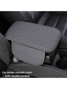 Copri console centrale per auto in pelle, cuscino poggiabraccio con 2 tasche portaoggetti, accessorio universale per bracciolo sedile auto, imbottitura protettiva per interni auto adatta alla maggior parte dei veicoli