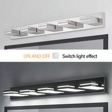 Modern Chrome LED Vanity Light, 5-Lights Wall Sconce For Bathroom And Mirror, Sleek Minimalist Design, Energy-Efficient, Easy To Install - 銀色 - 查看 7