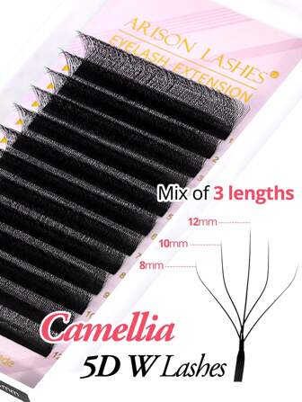 ARISON 12 Rows C/D Curl Camllia 5DW False Eyelashes Handmade Soft And Light Eyelashes Extension Supplies Makeup Tools