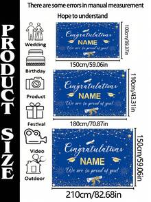 1pc Personalised Blue 2025 Customisable Name Graduation Party Special Custom Name Banner, Fabric For Photography Background, Congratulations Graduation Banner, Graduation Party Decoration Photo Booth Props, Graduation Poster, Ceremony, Prom, No Electricity Required, Three Sizes Available ,Travel Organizer - Blue - View 4