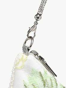 1pc Novachic Floral Sequin & Bead Decor Vacation Style Sparkling Crystal Wristlet, Women Zipper Crossbody Bag, Suitable For Holiday Use, Best Choice Elegant Bag For Bridal Shower, Sparkling Sequin Bags Ladies Elegant , Sequin, Wedding - Multicolor - View 6