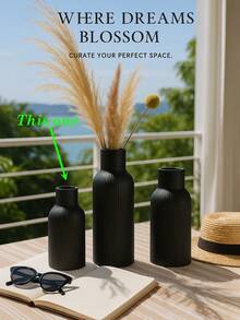 极简黑色装饰花瓶，现代家居装饰，适用于客厅、卧室、餐桌，母亲节礼物、毕业礼物、婚礼装饰，夏季家居清新花瓶玻璃花瓶 - 彩色 - 查看 7