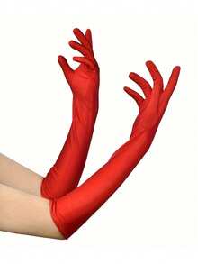 D EXCEED 1Pair Long Black Opera Gloves For Women, 1920s Satin Stretchy Elbow Length Party Gloves Costumes Bridal Costume Party Makeup Party Halloween - Multicolor - View 17