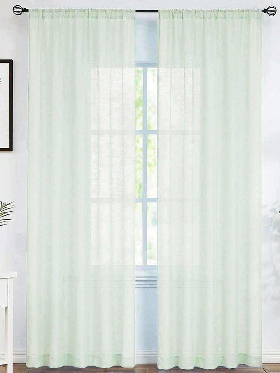 1 pezzo di tenda bianca trasparente, traslucida ma non trasparente - Menta Verde - Visualizzare 1