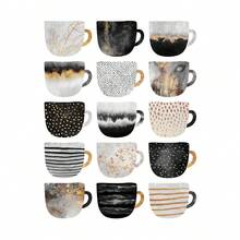 可选框架可爱咖啡杯帆布画北欧拿铁海报和印刷品墙壁艺术画适用于咖啡馆家居装饰餐厅厨房绘画可重复使用框架，带框架厨房装饰的墙壁艺术 - 彩色 - 查看 84