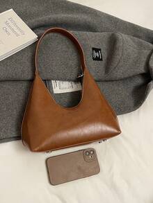 Túi xách hình trăng lưỡi liềm cổ điển thời trang Pháp nhẹ dành cho nữ, túi xách kiểu mới 2025 sang trọng, túi đeo vai dưới cánh tay, thích hợp cho các cô gái tuổi teen, sinh viên đại học, người mới bắt đầu và nhân viên văn phòng, rất thích hợp cho văn phòng, trường đại học, công việc, kinh doanh, đi làm, ngoài trời, du lịch và đi chơi. - màu nâu - Xem 3