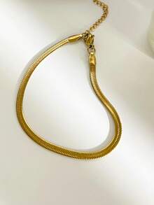 Monlansher 新款女士不锈钢链条手链，多款式扁平蛇形链条，海洋主题吊坠装饰，串珠时尚日常佩戴叠戴手链 - 金色 - 查看 10