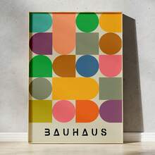 1pc /3PCSWall Arts Posters Optional Frame ModernMid Century Bauhaus Poster Geometric Wall Art Canvas Prints Living Room Bedroom Bright Colourful Artwork For Home Decor ,Wall Art With Frame