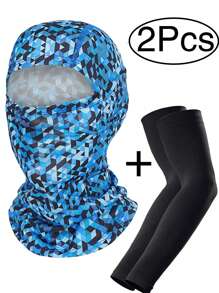 Balaclava Mask + Ice Sleeves, Men's Women's Soccer Ski Mask, Lightweight Sheath, Hat, UV Protector For Riding
