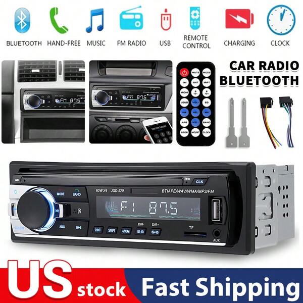 Car Radio Bluetooth JSD520,Car Radios Stereo FM Radio Audio Colorful Backlight MP3 Player,Without Battery