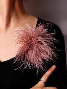 1pc Exaggerated Fashionable Elegant Solid Color Artificial Feather Brooch, Summer Bikini Dress Decoration Pin Backpack For School Office Accessories Shirts Jacket Jewelry Halloween Clothes Pin Funny Cute Teacher Gifts Halloween Accessories Teachers Day Costume Accessories Bag Charms - Multicolor - View 7
