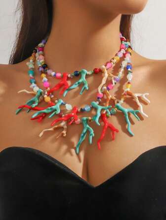 Nuevo collar de cuentas multicapa hecho a mano, accesorios de joyería de moda para mujeres