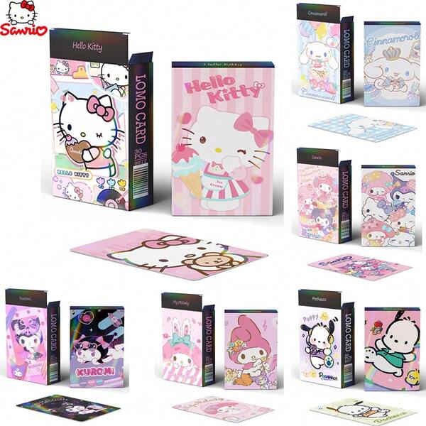Sanrio Cartes de collection Sanrio, Hello chat Kuromi, cartes à jouer flash card 30 pièces, cartes photo recto-verso laser, cartes holographiques, cartes LOMO, cartes de collection pour divertissement, cadeaux de Noël et de la Saint-Valentin