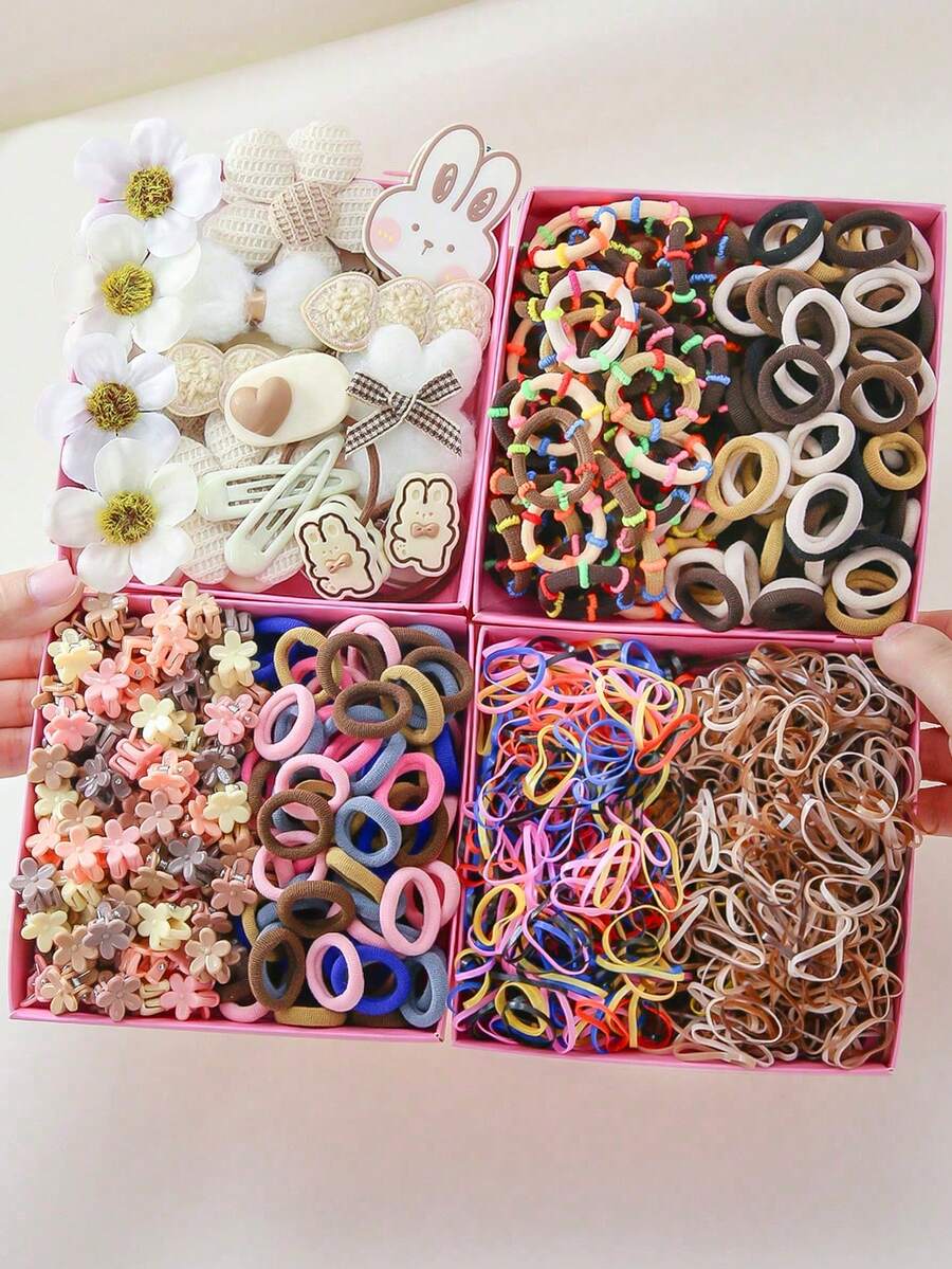889/700/115件/套 花卉简约可爱女孩发饰 - 发圈、发夹、发卡、爪夹，日常使用及礼品 - 彩色 - 查看 1