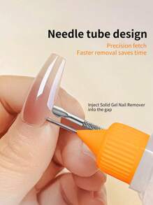 RS NAIL Removedor de uñas con jeringa RSNAIL, fácil y rápido de usar para uñas postizas, uñas falsas, puntas de uñas y adhesivo (no para esmalte en gel), 15ml portátil y amigable para viajes, precisión y sin desperdicio, seguro para uñas naturales y uñas postizas