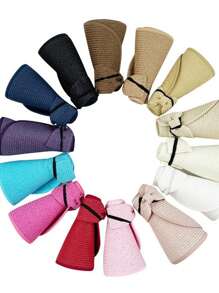 Faltbarer Sommerhut aus Stroh, leerer Oberteil, tragbarer Sonnenhut für Outdoor, großer Rand, Strandhut