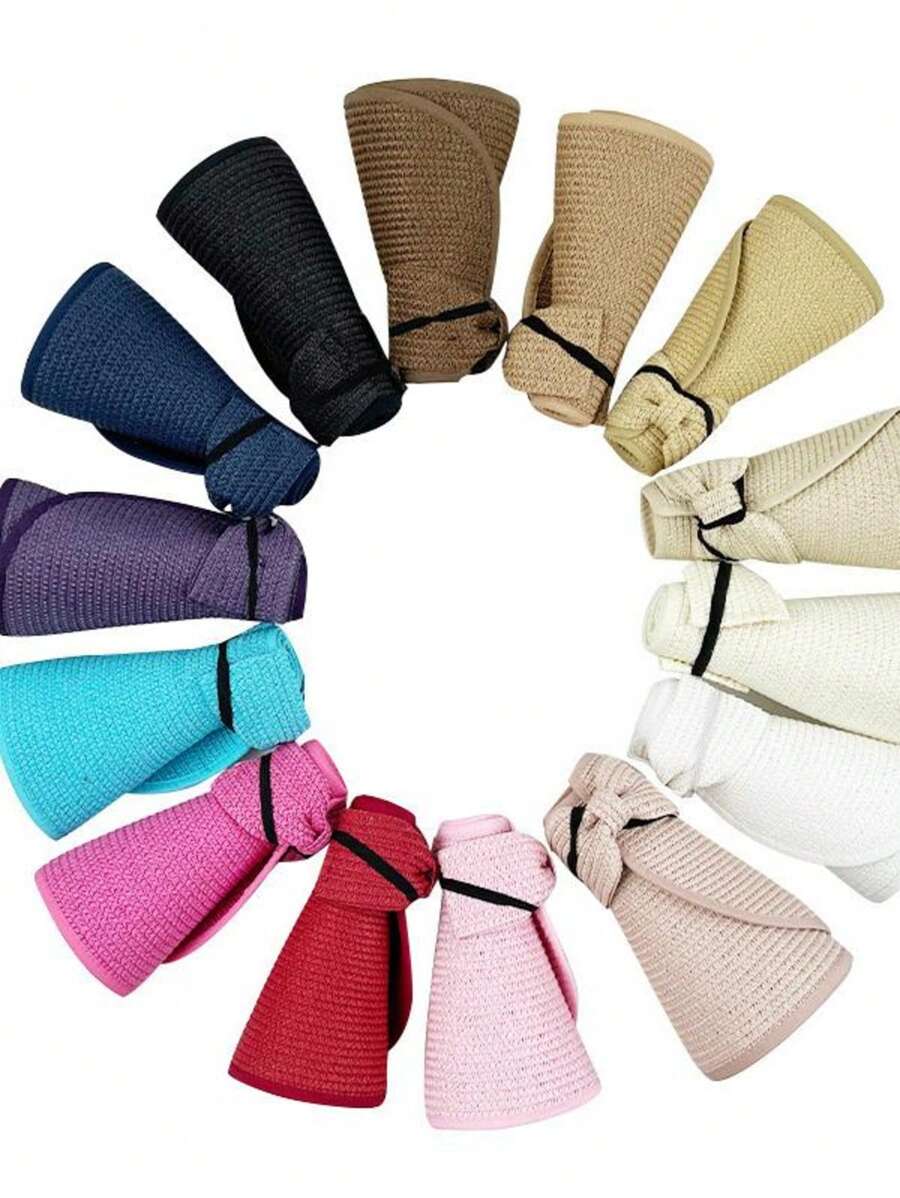 Faltbarer Sommerhut aus Stroh, leerer Oberteil, tragbarer Sonnenhut für Outdoor, großer Rand, Strandhut