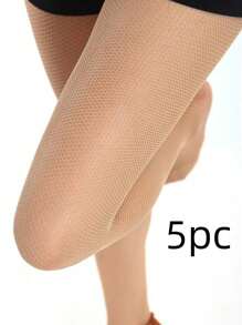 Para rajstop z siateczki do tańca latynoskiego w kolorze karmelowym z kroczem, skarpetki do tańca odporne na zużycie, siateczka w kształcie ryby