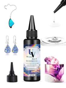 100g*2, 100g*3 UV Resin Sets For Jewelry Making, Beginner-Friendly Hard Type Transparent Formula, Upgraded Crystal Clear, Includes Earring, Pendant, DIY Accessories