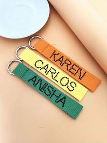 1pc Customized Text, Name, Slogan Keychain With Black Rhinestone - Personalized Car & Backpack Accessory, Perfect Gift For Family & Friends, Pendant Decoration - Black Diamond - View 9