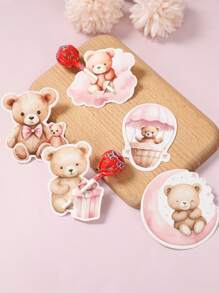 48 piezas Tarjetas de decoración de chupete con diseño de osito rosa, tarjetas de chupete con diseño de oso, nube y luna, decoraciones de mesa para revelación de género, suministros de fiesta de cumpleaños, decoraciones de baby shower, suministros de envoltura de chupete para bodas, decoraciones de fiesta temática, suministros de decoración de mesa de fiesta, decoraciones de oso rosa, regalos de cumpleaños, recuerdos de fiesta