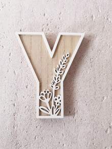 1 buc Literă din lemn sculptată cu motive florale, Decor de perete cu litere rustice din lemn, Plăcuță cu nume pentru cameră, Literă de perete cu flori sălbatice, Literă pentru decor de nuntă, Stil francez rustic, Decor pentru casă - 4,92 x 2,36-5,51 inci, Decorațiune cameră, Decor dormitor - Multicolor - Vizualizare 30