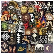 50pcs Mysterious Celestial Stickers Set For Decorating Guitar, Notebook, Luggage, DIY Art