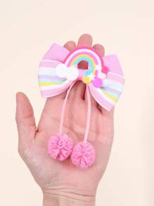 2 Stück Regenbogen Haarbögen für Frauen Mädchen, Regenbogen Streifen Grosgrainband Bögen mit Alligatorclips, Pompon Quaste, süße bunte Quasten Haarbögen, Haarspangen, Urlaubsgeschenke, Haaraccessoires, Klammern für Frauen