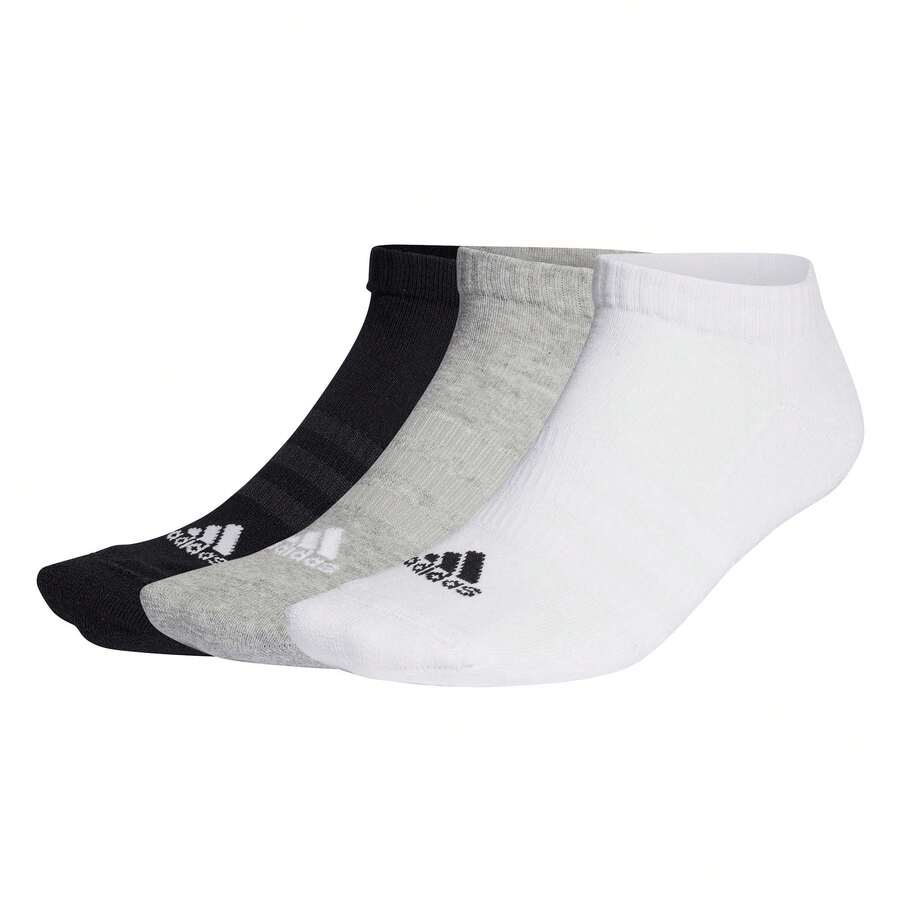 Adidas Unisex Sneaker Socks, Pack Of 3 - Cushioned Low-Cut, Logo, Padded, Plain - matte black - View 1