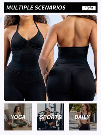 Yefecy New Impact Sports Yoga Vest Fitness Top Gym Clothes Workout Backless Scrunch Built In BH Cups Tops view 5