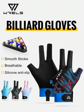 WRELS 1pc Professional Three-Finger Billiard Gloves With Breathable And Anti-Slip Palm Pad ,For Snooker Billiard Competitions