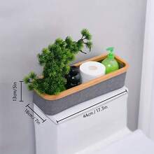 1 قطعة سلة تخزين من البامبو عالية الجودة ذات طراز بوهيمي مستطيلة الشكل بأقسام متعددة لتخزين مستلزمات الحمام، مناسبة لأنواع مختلفة من الغرف، سلة تخزين متعددة الوظائف للحمام والتخزين