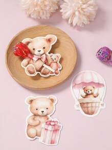 48 piezas Tarjetas de decoración de chupete con diseño de osito rosa, tarjetas de chupete con diseño de oso, nube y luna, decoraciones de mesa para revelación de género, suministros de fiesta de cumpleaños, decoraciones de baby shower, suministros de envoltura de chupete para bodas, decoraciones de fiesta temática, suministros de decoración de mesa de fiesta, decoraciones de oso rosa, regalos de cumpleaños, recuerdos de fiesta