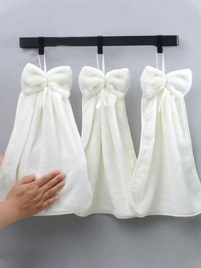 Toalha de mão simples com laço de cor sólida, toalha personalizada supermacia e absorvente, decoração de banheiro, acessórios de banheiro, toalha multiuso