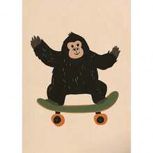 1PC Optional Frame Modern Funny Animals Rabbit Dog Bear Cat Lion Skateboard Posters Prints Crocodile Wall Arts Canvas Room Decor ,Wall Art With Frame - Multicolor - View 22