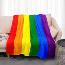 Contemporary Style LGBT Pride Flag Throw Blanket - Reversible, All-Season Flannel With Digital Print, Polyester, Cartoon Theme, Ideal For Couch And Bed Decor, Couch Cover |   Contemporary Style |   Soft Texture, LGBT - trắng - Xem 4