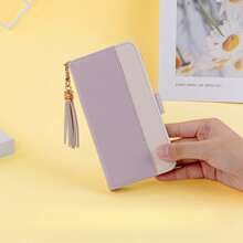 Fashionable Tassel Patchwork Phone Case, Notebook-Style Smart Phone Case, Card Storage Design, Perfect For Women & Men, Multi-Function Phone Case With Stylish Appearance, Wallet-Style Shock Absorbing Function, Memo Pad Phone Case, Wallet-Style, Elegant Gift, Anti-Fall, Card Storage Stand Function, Minimalist & Fashionable, Full-Protection Stand, PU Leather Smart Phone Case, Birthday Gift, New Year Gift, Mother's Day Gift