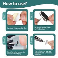 100pcs 25mm/0.98in Replaceable Sandpapers With Stainless Steel Metal Nail Drill Bits, For Foot And Nail Care, Grit Sizes: #80, #120, #180