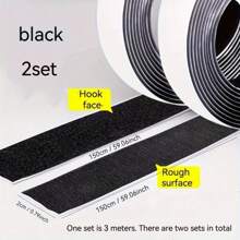 2 Rolls Self-Adhesive Double-Sided Tape, 600cm/236in Length, 2cm/0.78in Width, Black Or White Options, Reusable (Each Roll Includes 150cm/59in Hook & 150cm/59in Loop), Great For Window Screens, Curtains, Photos, Office Outlets Back To School