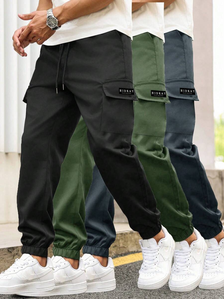 Pantalones cargo para hombre con múltiples bolsillos y cordón en la cintura, pantalones sueltos y casuales para deportes al aire libre, primavera y otoño