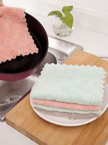 5/10 Pcs Of Kitchen Household Coral Velvet Dishwashing Cloth Non-Shedding Non-Oil Decontamination Absorbent Two-Color Cleaning Cloth Color Random
