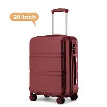 20 Inch Lightweight ABS Fashion Cabin Suitcase Carry-On Hand Luggage With TSA Lock YKK Zipper 4 Double Wheels Trolley Travel Case Ideal For Business Trips Travel Vacations Men And Women - Burgundy - View 2
